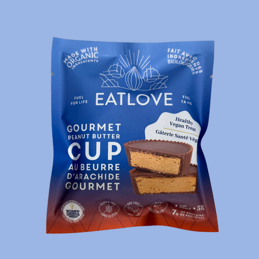 Cup de chocolat gourmet EatLOve à saveur de beurre d'arachide.