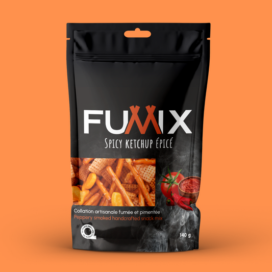 Sac de grignotines Fumix à saveur de ketchup épicé.